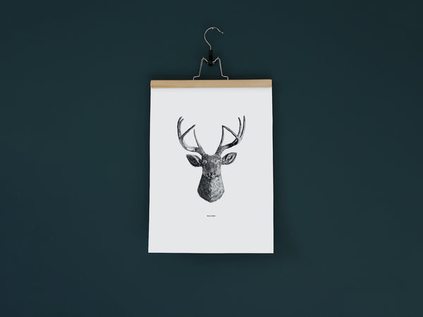 Hello Deer - Black and white art print of a dear by Hanna Candell